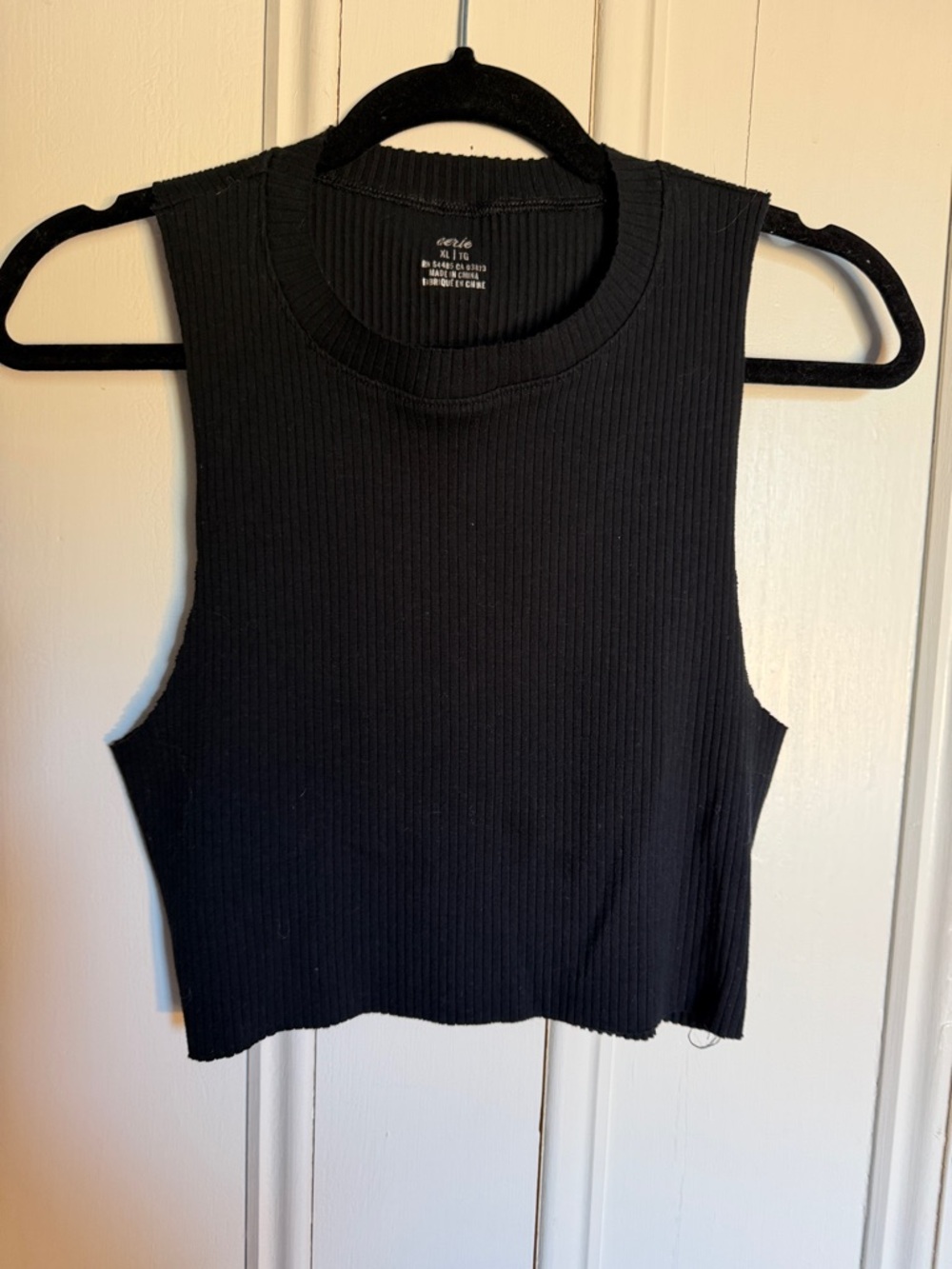 Aerie Black Ribbed Sleeveless Crop Tank